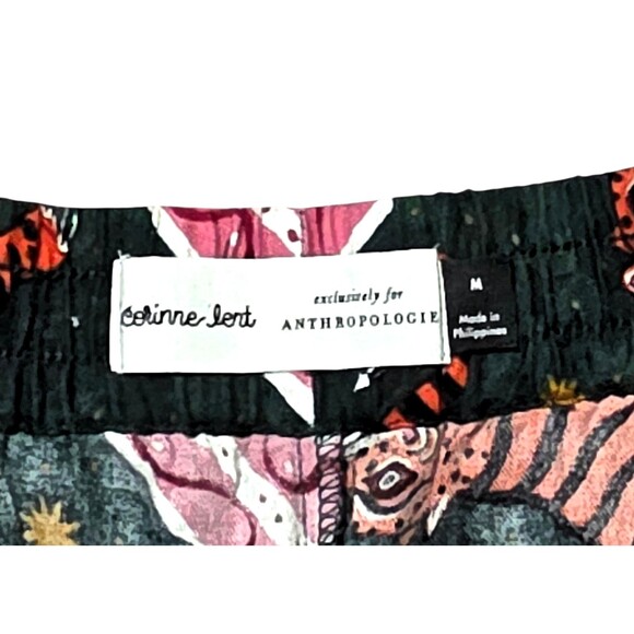 ANTHROPOLOGIE Corinne Lent Tigress Pajama Pants Sz Medium Multicolor Drawstring - Picture 4 of 8